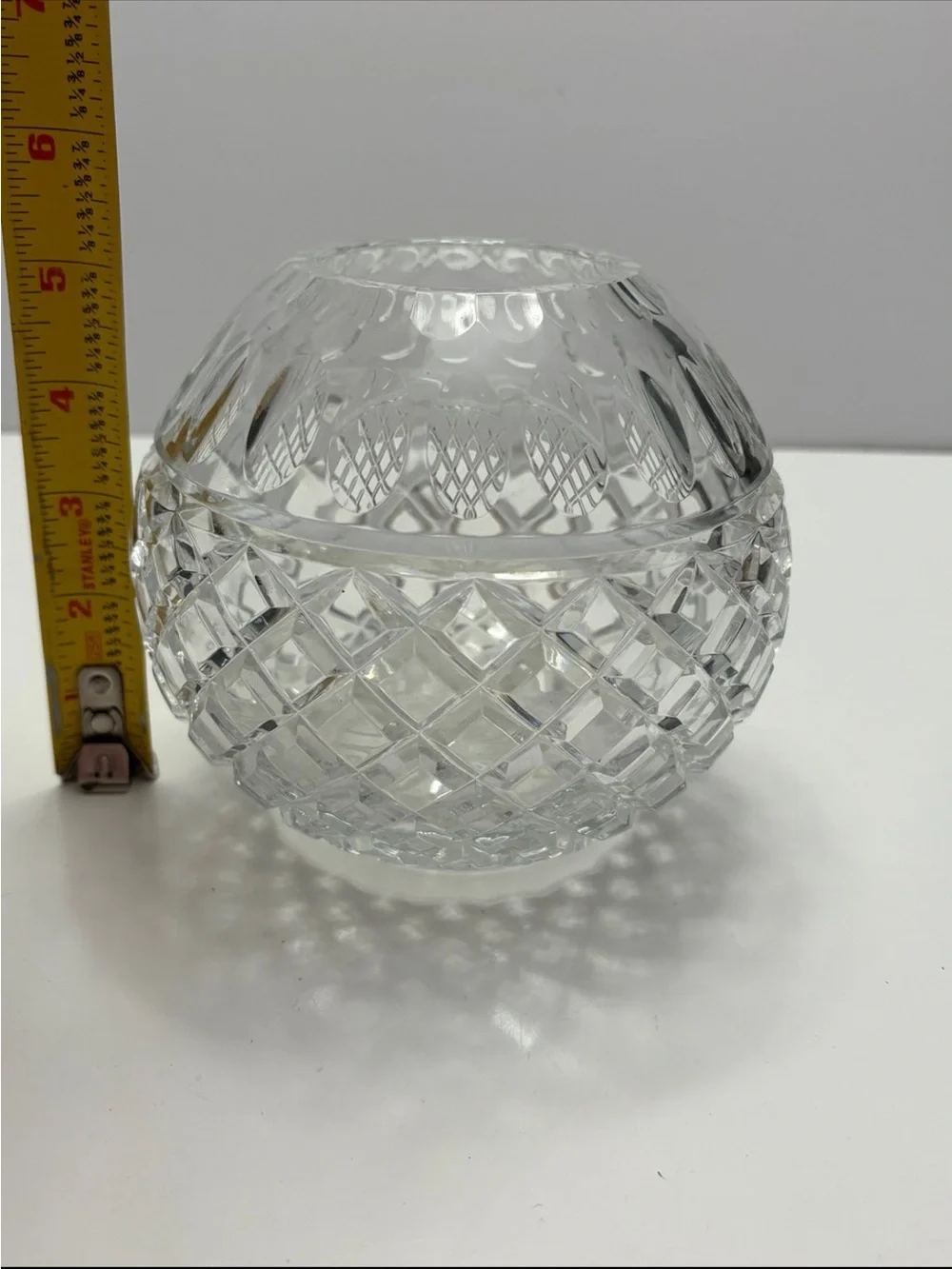 vintage cut-crystal globe rose bowl/ vase